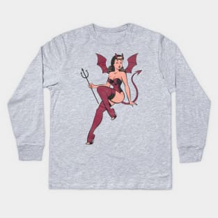 Lowbrow Devil Woman Gertrude Kids Long Sleeve T-Shirt